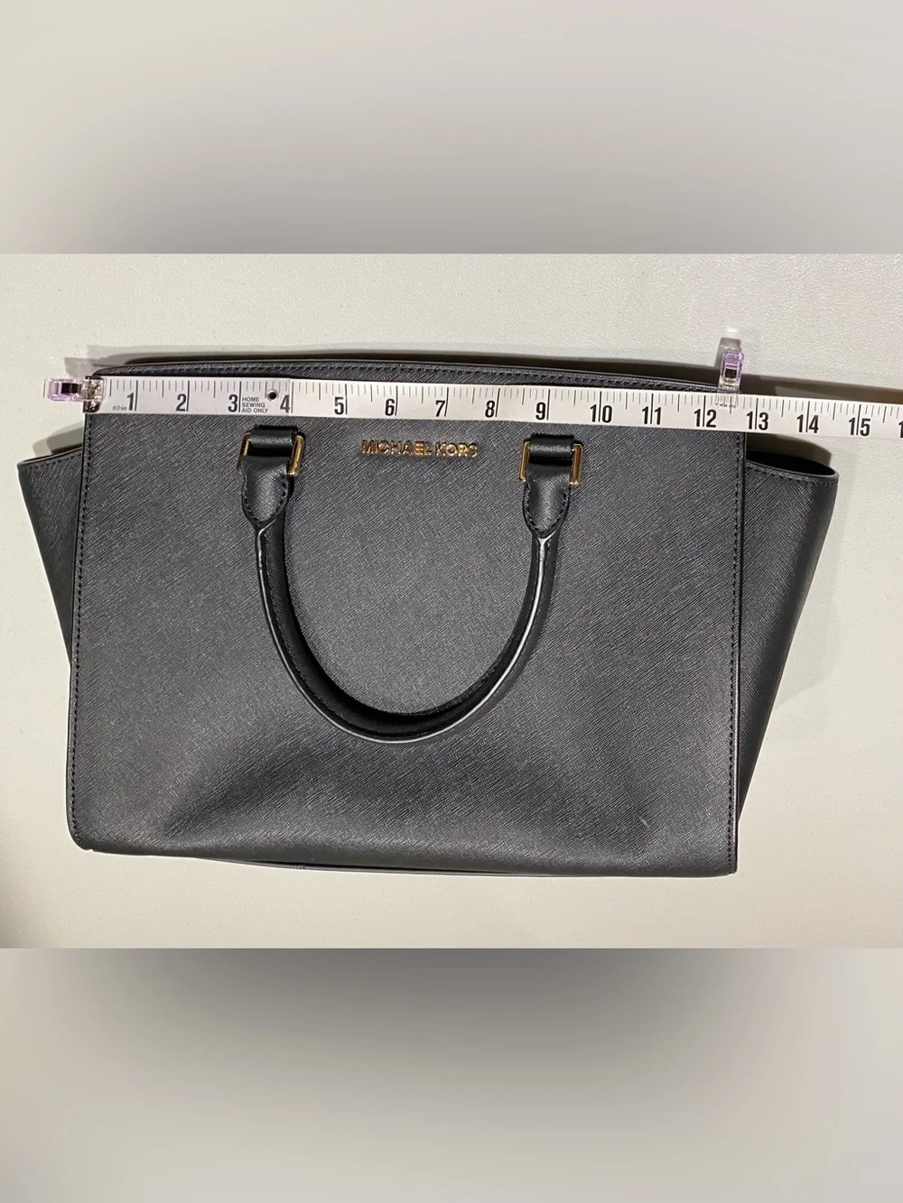 Michal Kors Black Saffiano Leather Selma Structured Satchel, NWT